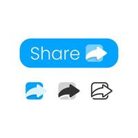 set of versatile share button icons featuring an arrow inside a box, available in flat and line art styles. Perfect for use in mobile apps, websites, and digital interfaces vector