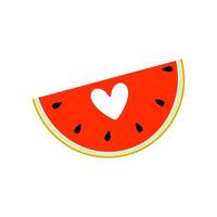 Sweet watermelon slice with heart shape design for summer vibes vector