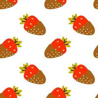 Colorful pattern of strawberries on a white background showcasing fruit design creativity vector