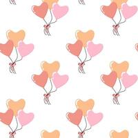 Colorful heart-shaped balloons floating in a whimsical pattern on a white background vector