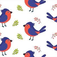 Colorful illustration of birds and foliage on a white background in playful design vector
