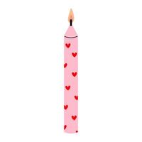 Pink candle with heart patterns creates a warm and romantic atmosphere for celebrations vector