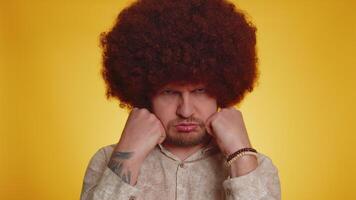 Dissatisfied man shaking head No, expressing irritation feeling bored disappointed results, bad news video