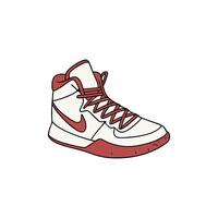 A drawing of a shoe with red laces vector