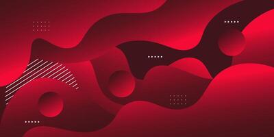 Bright red gradient wave background with geometric circle shape elements. Colorful red wave design. Simple yet elegant concept. eps10 vector