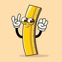 Mascot Groovy trendy retro trippy psychedelic confused yellow ruler character cartoon for element design vector