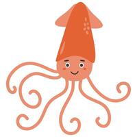 Flat Map Skills little Squid cartoon vector