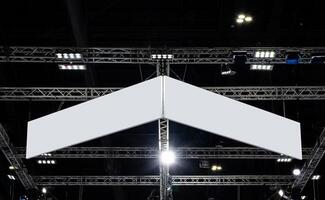Hanging mock up white banner corner billboard. Clipping path for mock up photo
