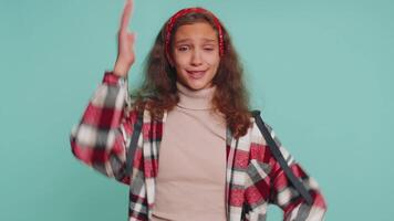 Teenager child girl kid asking why, what reason of failure, demonstrating disbelief by troubles video
