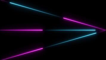 Neon horizontal line, 3 colorful neon line animation Isolated on black background video