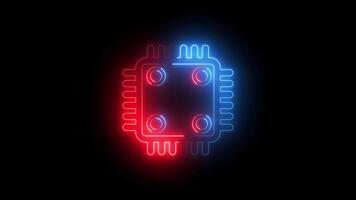 Glowing neon line Database icon, motion graphics Circuit board technology animation Isolated on Black Background video