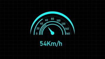 Digital Speedometer or Tachometer indicator icon animation Isolated on Black Background video