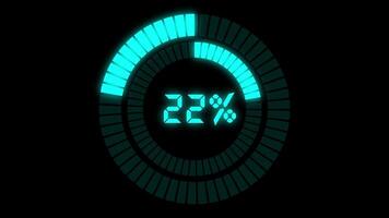 Progression circular bar from 0 to 100, 0 to 100 percent loading bar animation Isolated on Black Background video