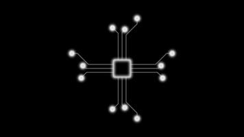 Computer processor icon, Futuristic Technology Animation of CPU Circuit Board Isolated on Black Background video