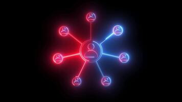 Global Networking People sign Colorful neon profile animation Isolated on black background video
