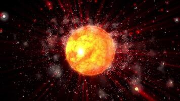 Abstraction of cosmic energy. A fiery sphere filled with mobile magma radiates light, creating a unique atmosphere of space. video