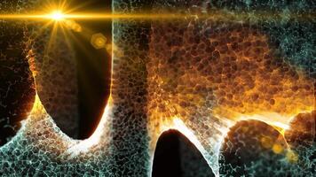 Space abstraction. Crystallized energy changes perspective, sparkles and shimmers with bright colors. video