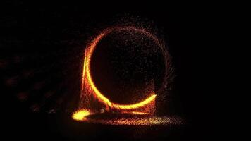 The bright disk of the spatial portal exudes spectacular sparkling sparks. video