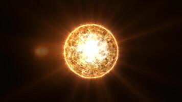 The golden sphere, filled with moving magma, emits light, creating a unique atmosphere of space. video