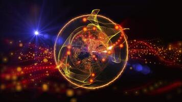 The planet-like sphere, surrounded by an abstract golden aura, exudes energy and light, creating a unique cosmic atmosphere. video