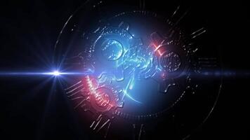 Abstraction symbolizing the infinity of time. Virtual clocks change perspective by effectively playing with light. video
