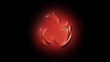 Volumetric lines are drawn on a red spherical background, creating patterns and changing colors. video