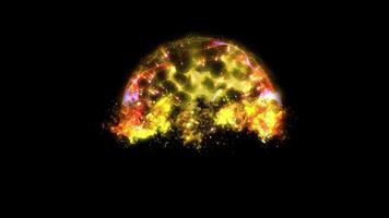 A sphere of star-shaped multi-colored particles, sparkling in space, shimmering in waves from a palette of different colors. video