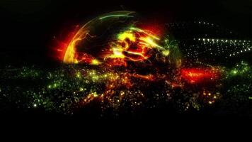 A sphere of star-shaped multi-colored particles, sparkling in space, shimmering in waves from a palette of different colors. video