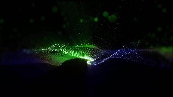 Abstraction of virtual waves changing perspective in space, creating futuristic patterns, immersing in the atmosphere of creative faetasia. video