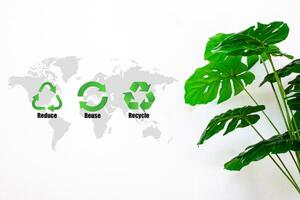 Ecology background recycle symbol with earth icons related photo