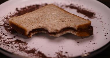 chocolate cocoa paste for breakfast, close up photo