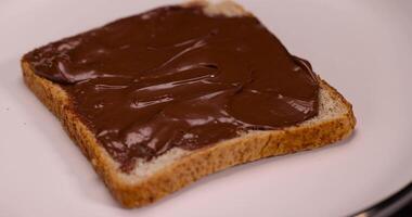 chocolate cocoa paste for breakfast, close up photo