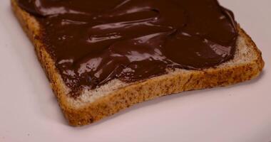 chocolate cocoa paste for breakfast, close up photo