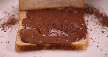 chocolate cocoa paste for breakfast, close up photo