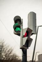 vertical portrait Green Traffic Light with Bicycle Symbol photo