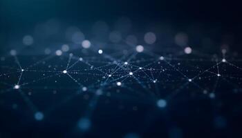 futuristic digital web of interconnected points on dark background photo