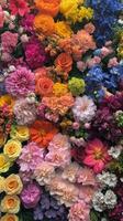 Colorful floral arrangement featuring a variety of flowers in bright hues during springtime photo