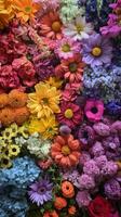 Colorful floral arrangement featuring a variety of flowers in bright hues during springtime photo