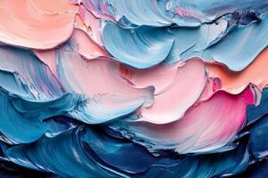 Colorful abstract waves of paint create a serene atmosphere in artistic composition photo