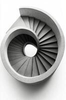 Elegant curved staircase in minimalist architectural design with soft lighting photo