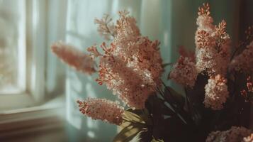 Delicate white flowers bloom in soft light during springtime photo