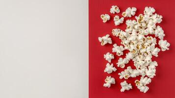 Floral arrangement in white paper bag against vibrant red background during daylight photo