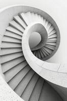 Elegant curved staircase in minimalist architectural design with soft lighting photo