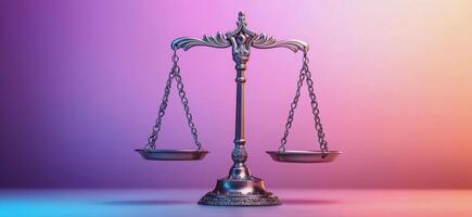 Symbolic representation of justice with scales against a colorful background photo