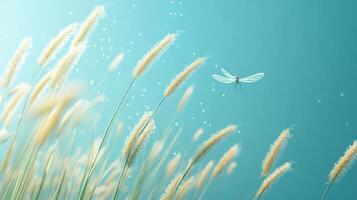 3D Rabbit Tail Glistening in Morning Grass photo