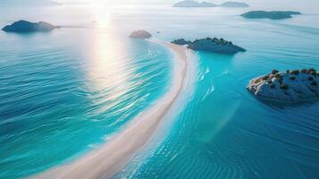 Tranquil Aerial View of Serene Beach and Crystal Clear Water photo