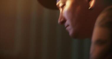 Man adjusting sound while enjoying composed music in studio video