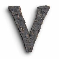The letter v made of stone on a white background photo