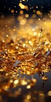 Sparkling golden crystal abstract background photo