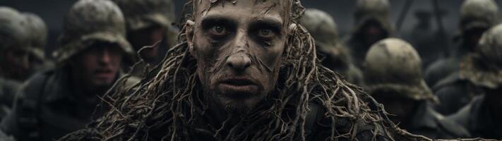 Haunting portrait of a mysterious warrior photo
